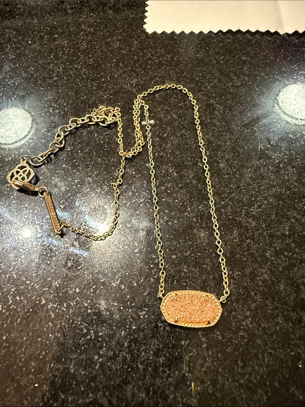 Kendra Scott Gold-Tone Necklace with Peach Druzy Oval Pendant
